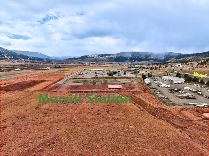 Merritt Station aerial view — commercial industrial opportunity in BC